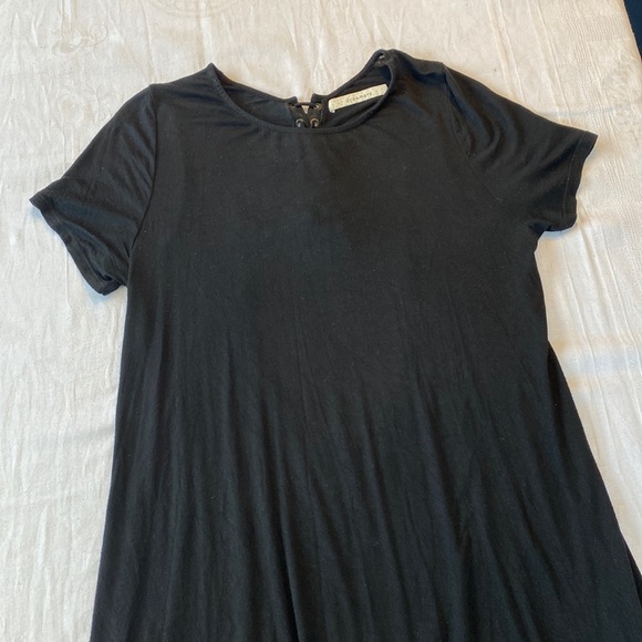 Dreamers Black t-shirt shift dress with key-hole lace up detail back. Size Med. - Picture 1 of 12